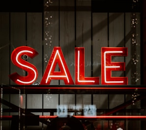 red and white sale LED sign