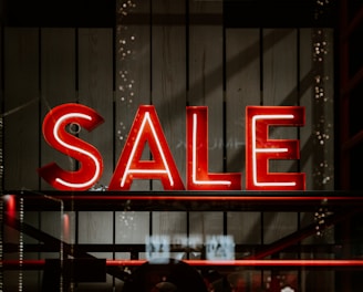 red and white sale LED sign