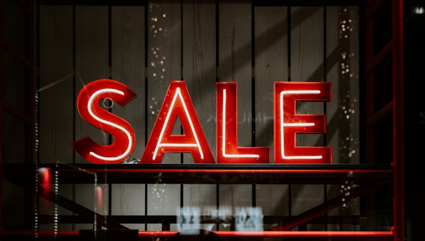 red and white sale LED sign