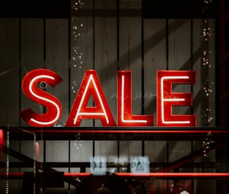 red and white sale LED sign