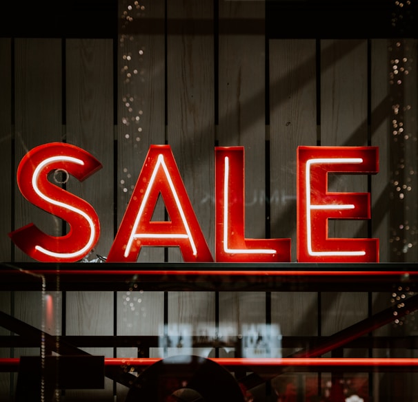 red and white sale LED sign