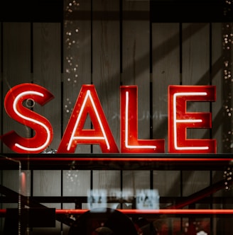 red and white sale LED sign