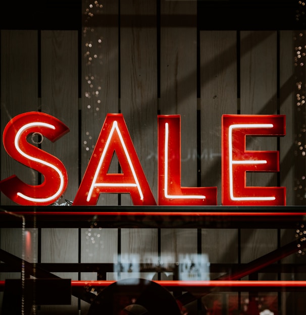 red and white sale LED sign