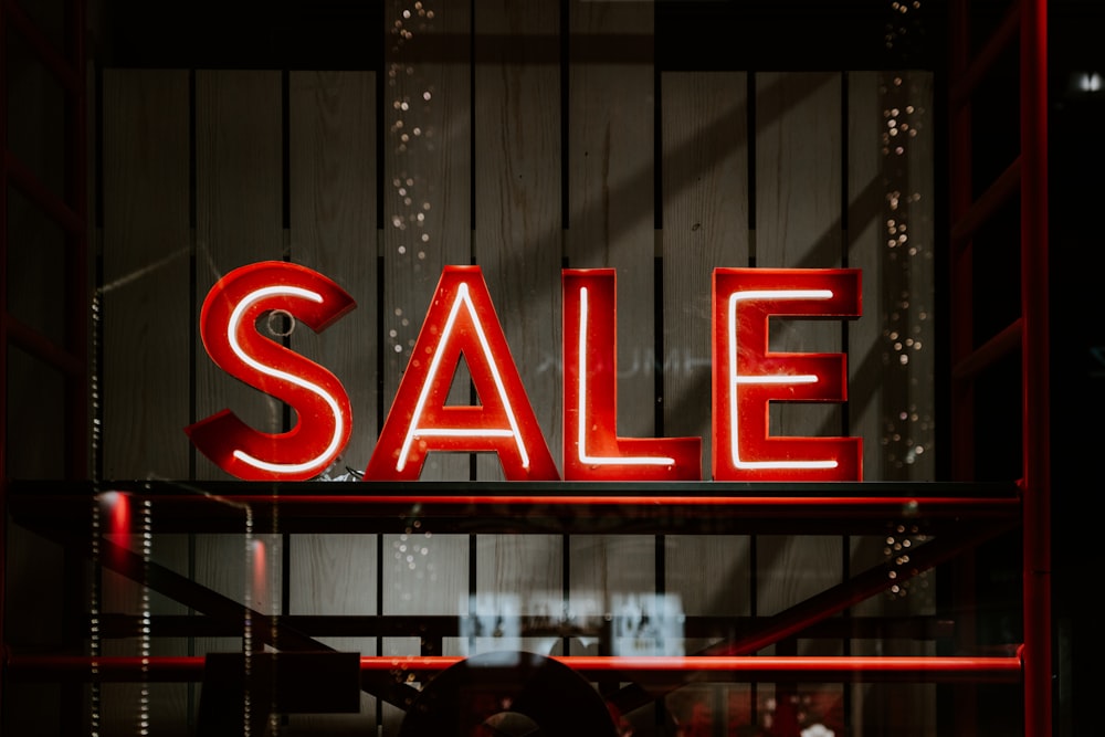 red and white sale LED sign