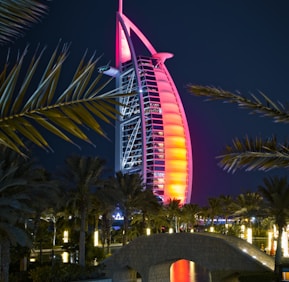 Burj Al-Arab Hotel during nighttime