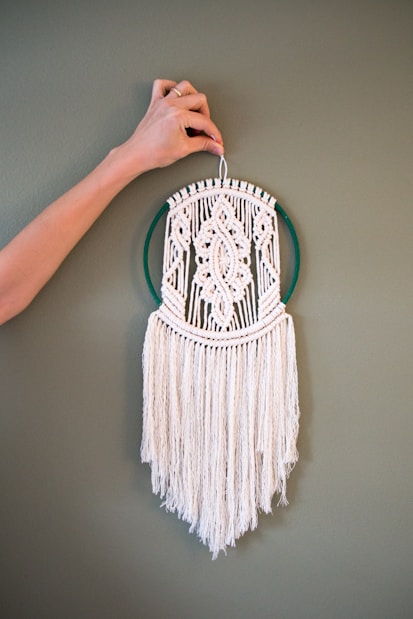 round white and green hanging decor