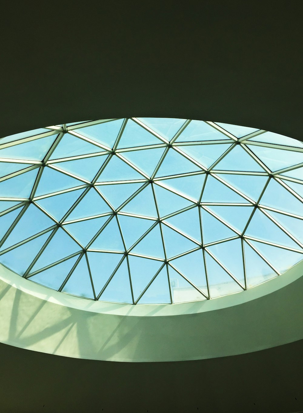 macro photography of ceiling view under blue and white sky