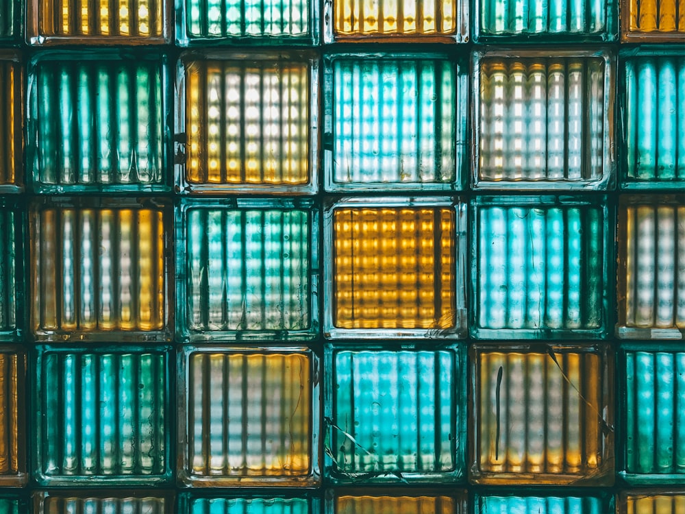 a close up of a glass block wall