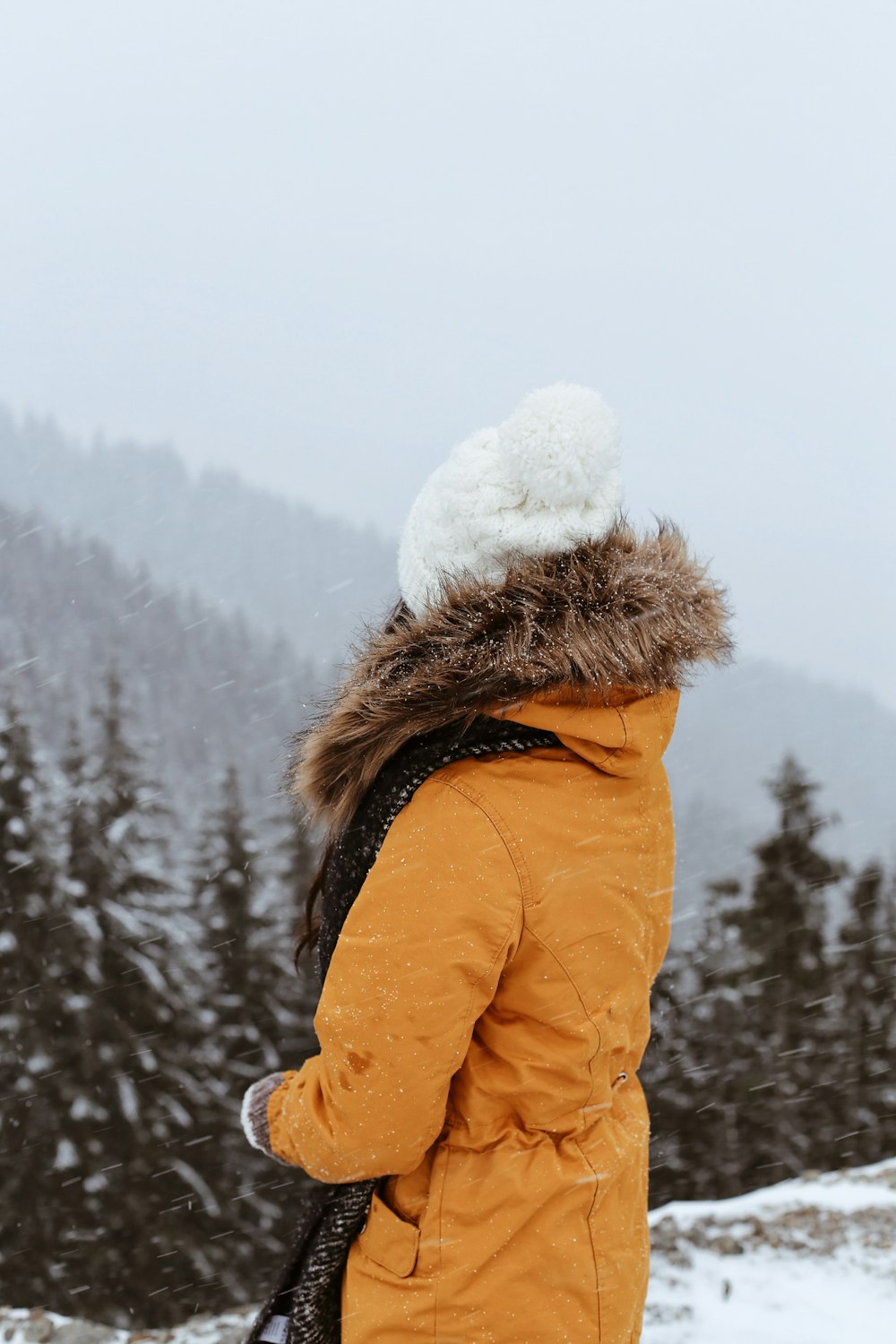 women's brown fur parka coat