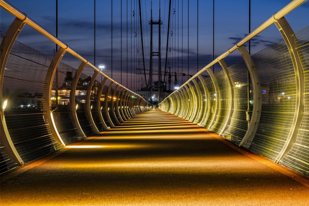 landscape photography of an iron bridge during nighttime