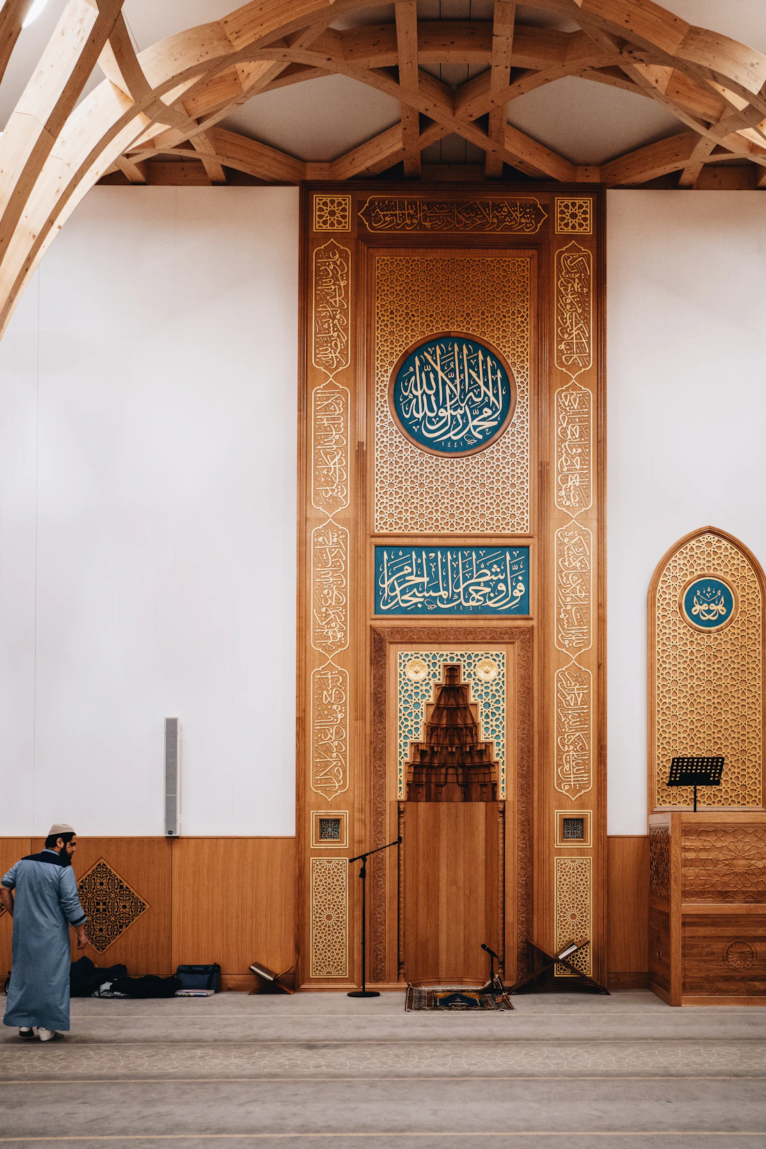 Elegant mosque interior with Islamic architecture