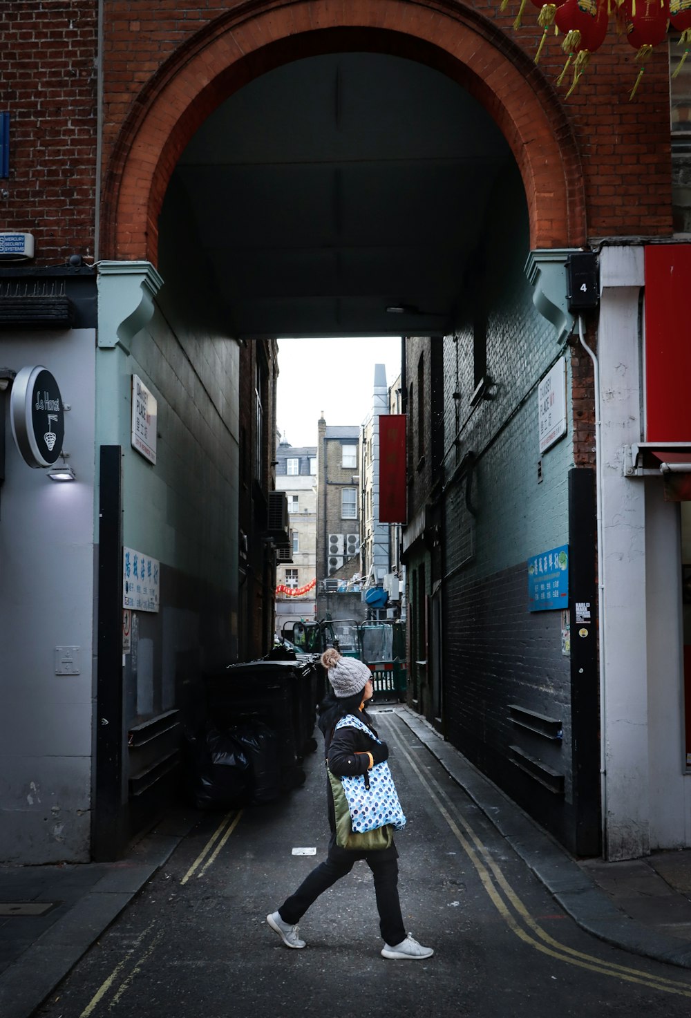 woman walking in street