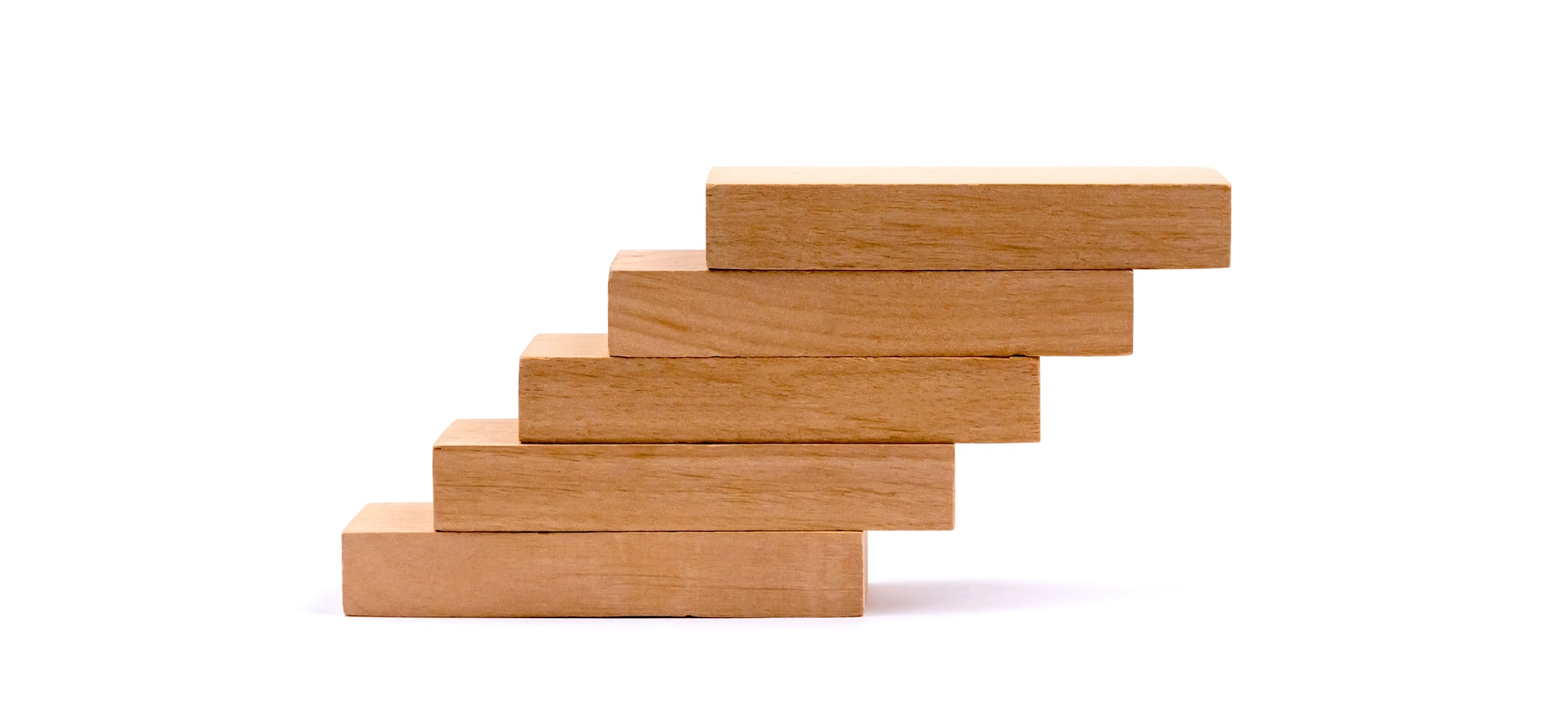 Wood block stacking as step stair, concept for progress