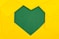 yellow papers forming green heart hole