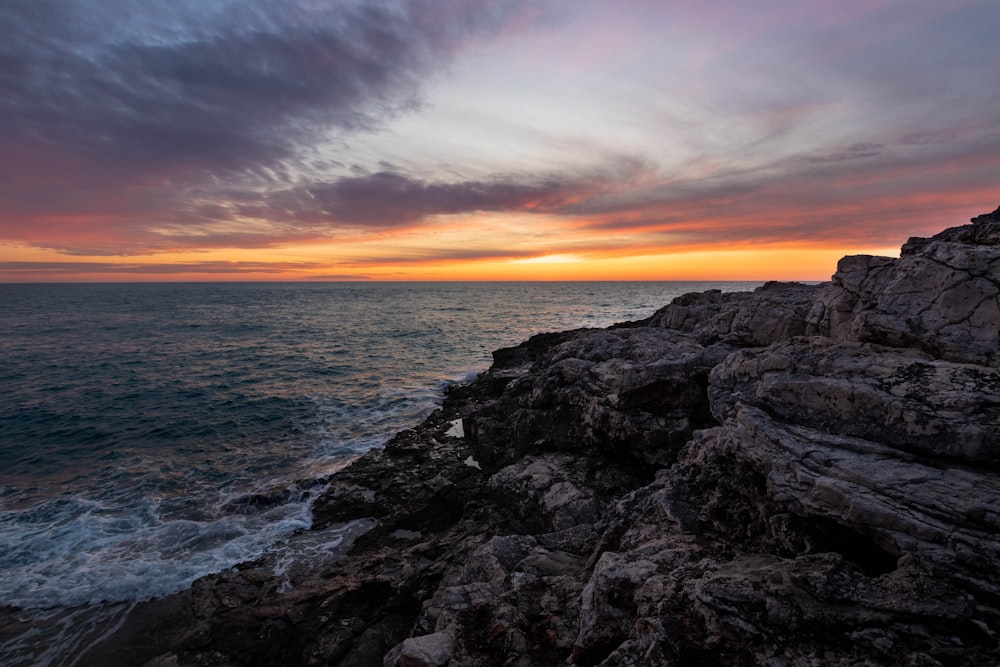 rocky mountain island during golden hour