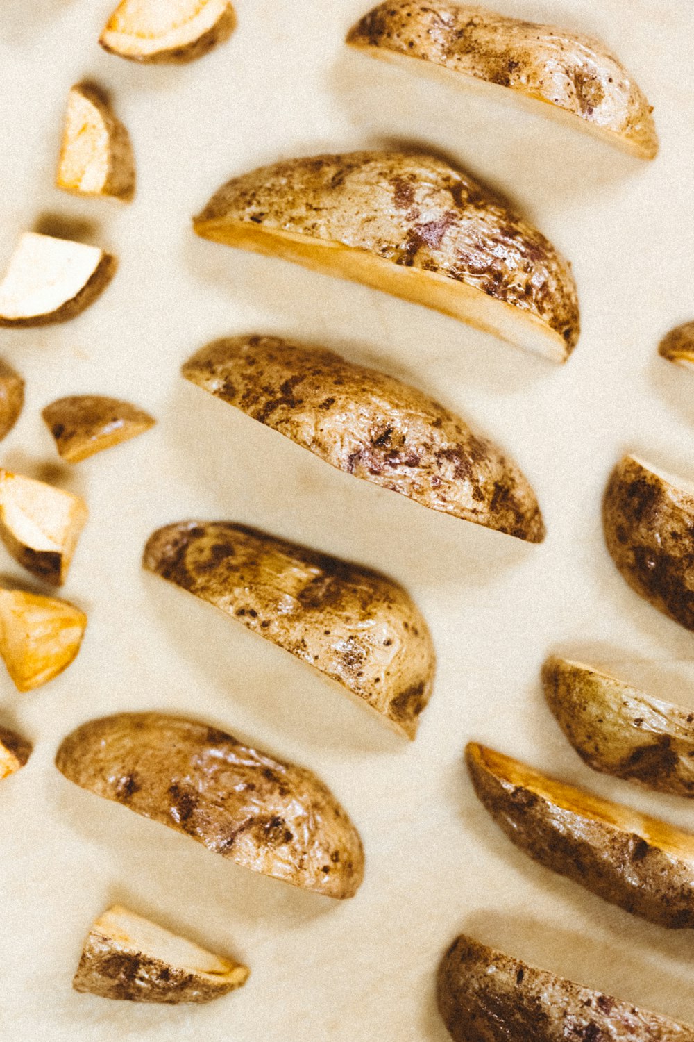 potato slices on white surface