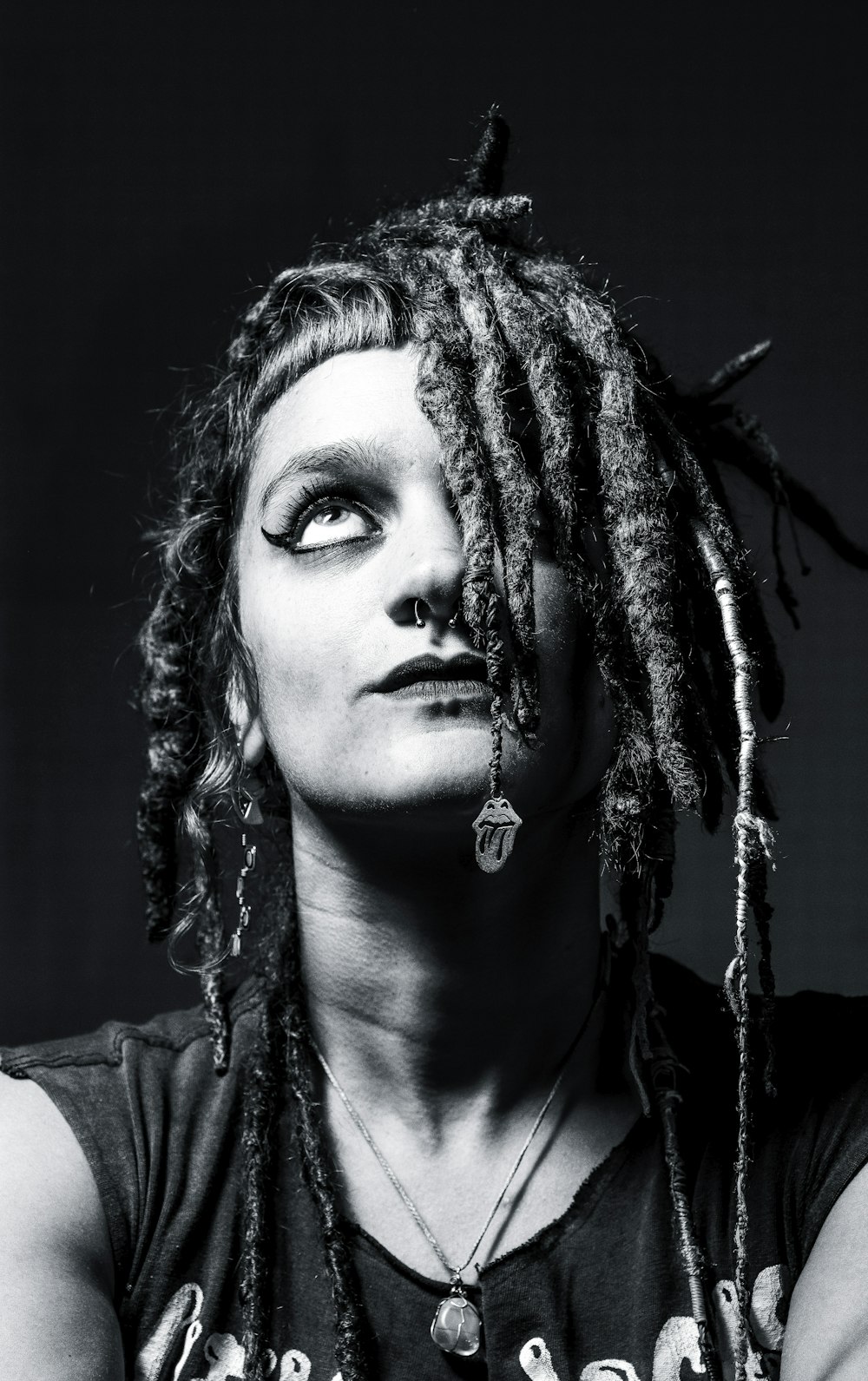 grayscale photo of woman with braided hair