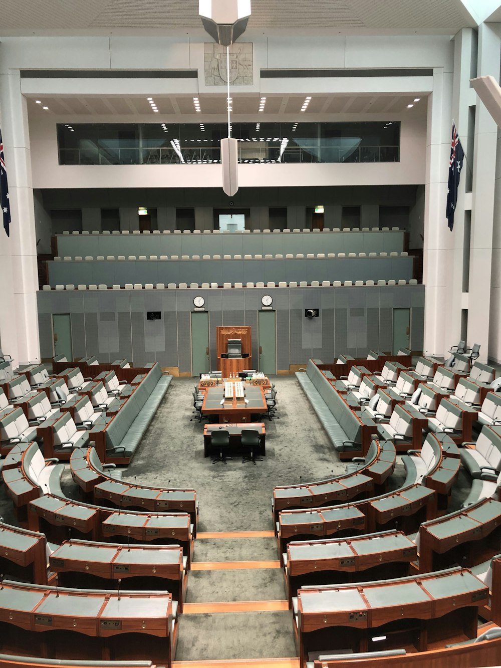 empty benches inside building