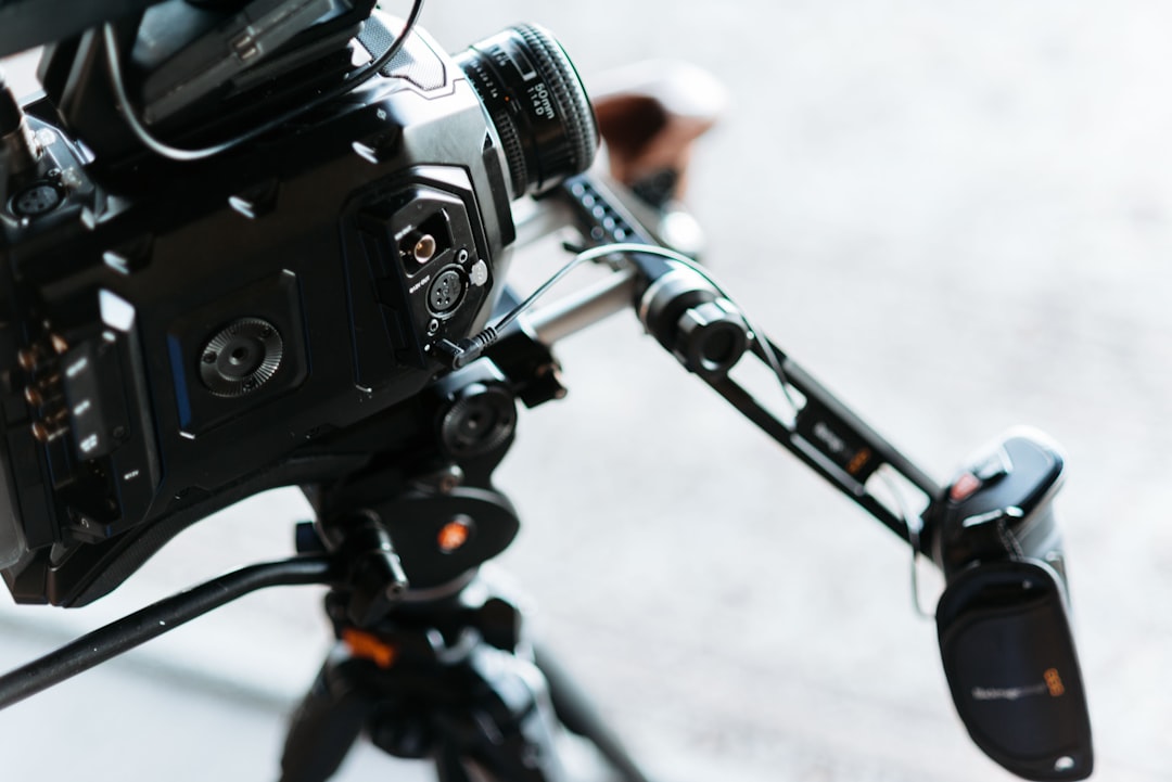 macro photography of black studio camera