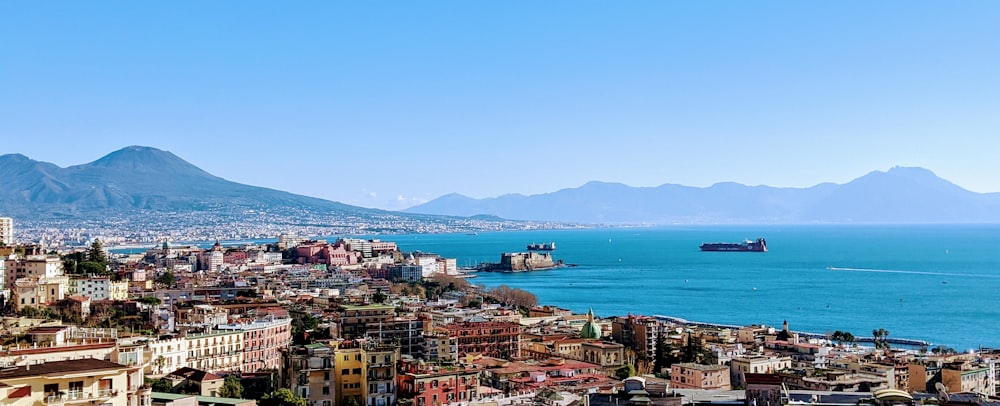 aerial photography of a city coast by the sea