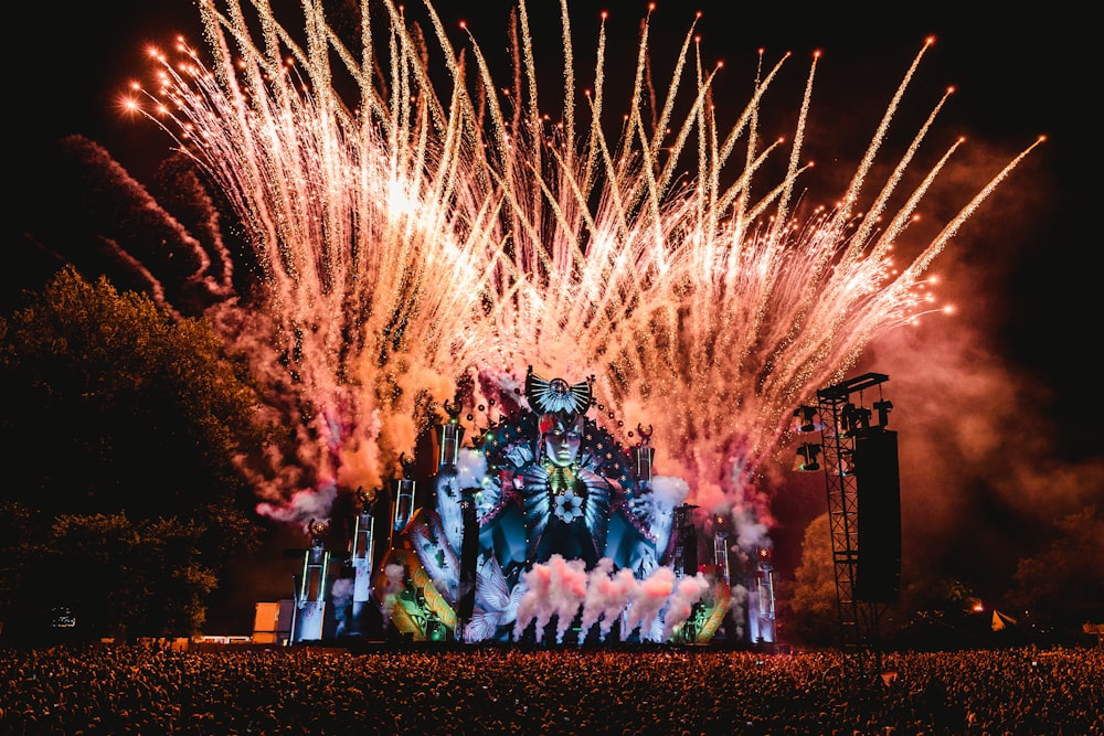 Fuegos artificiales por la noche