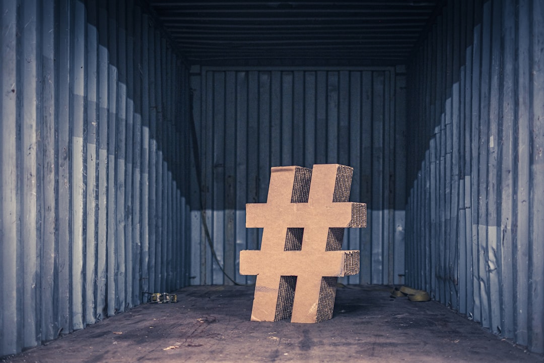 Cardboard #, hashtag in the shipping container