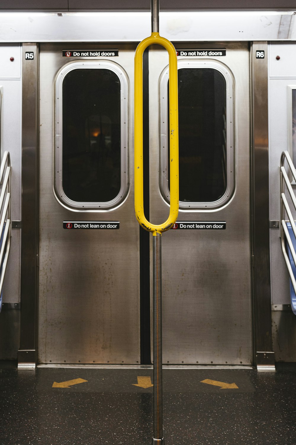 grey train door