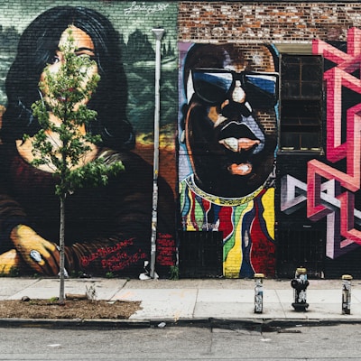 man wearing sunglasses wall painting