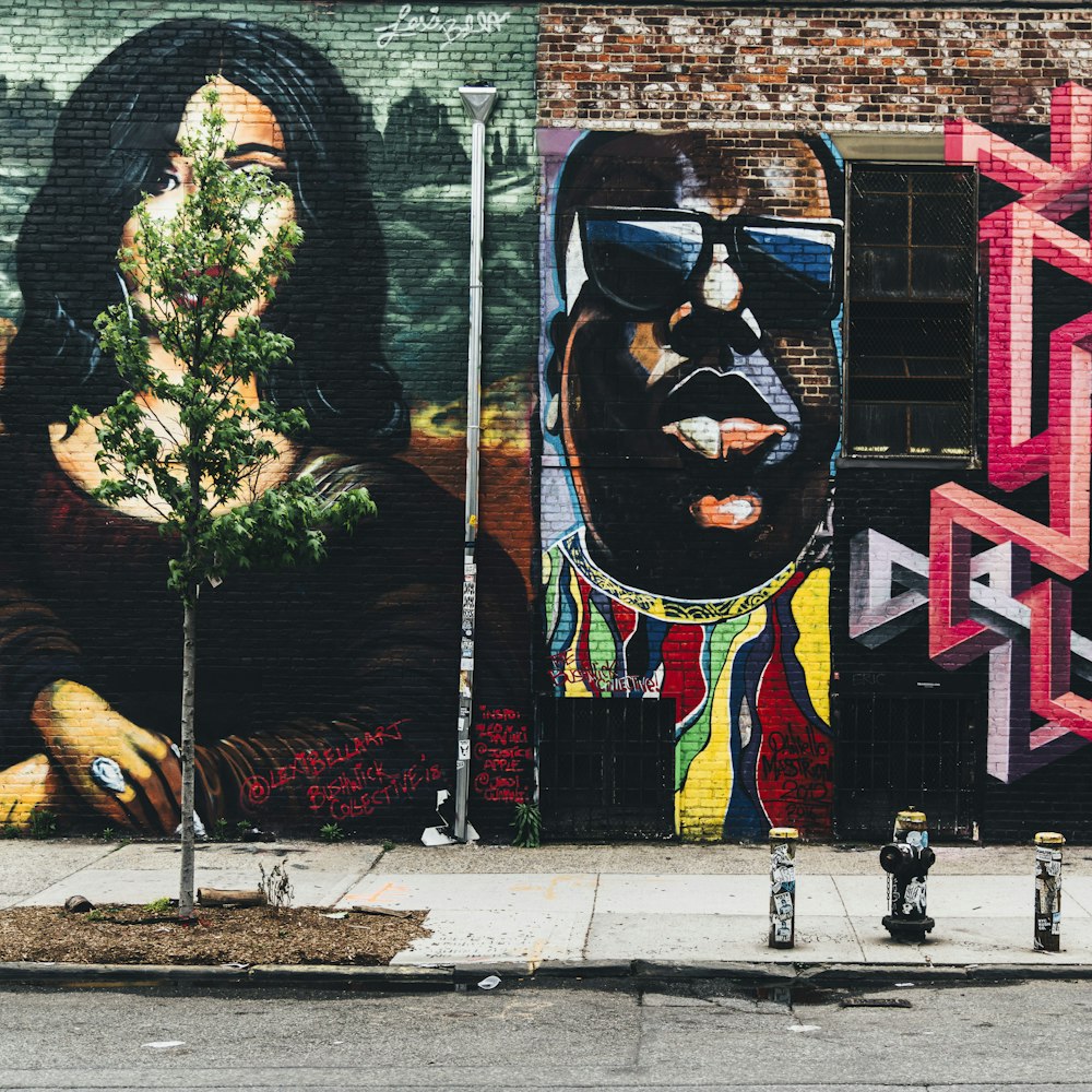 man wearing sunglasses wall painting