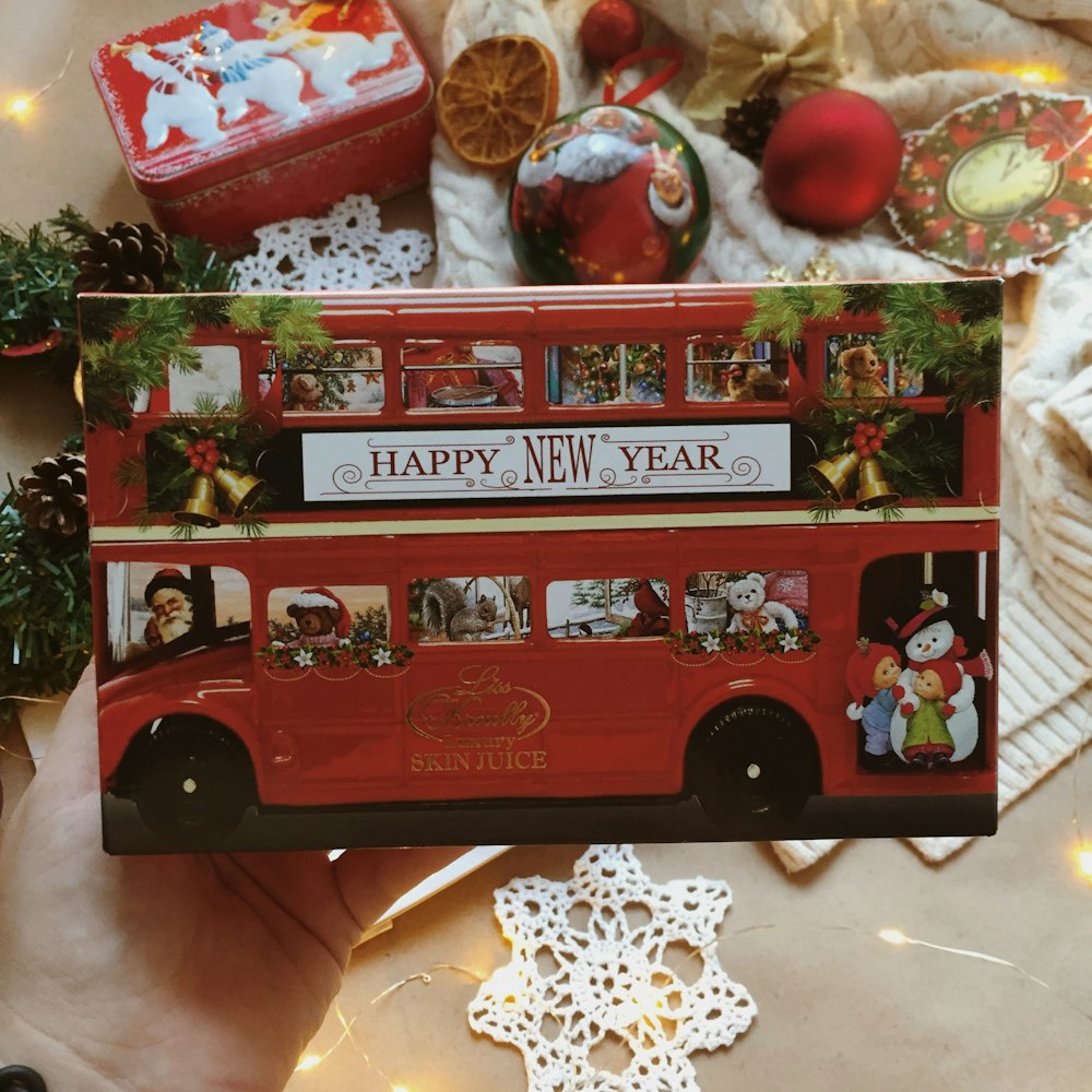 red bus toy box