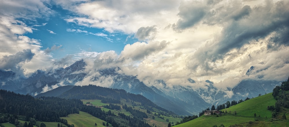 aerial photograph of mountain ranges