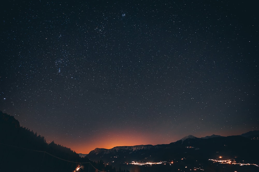 mountains during night