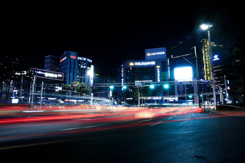 buildings near road during nighttime