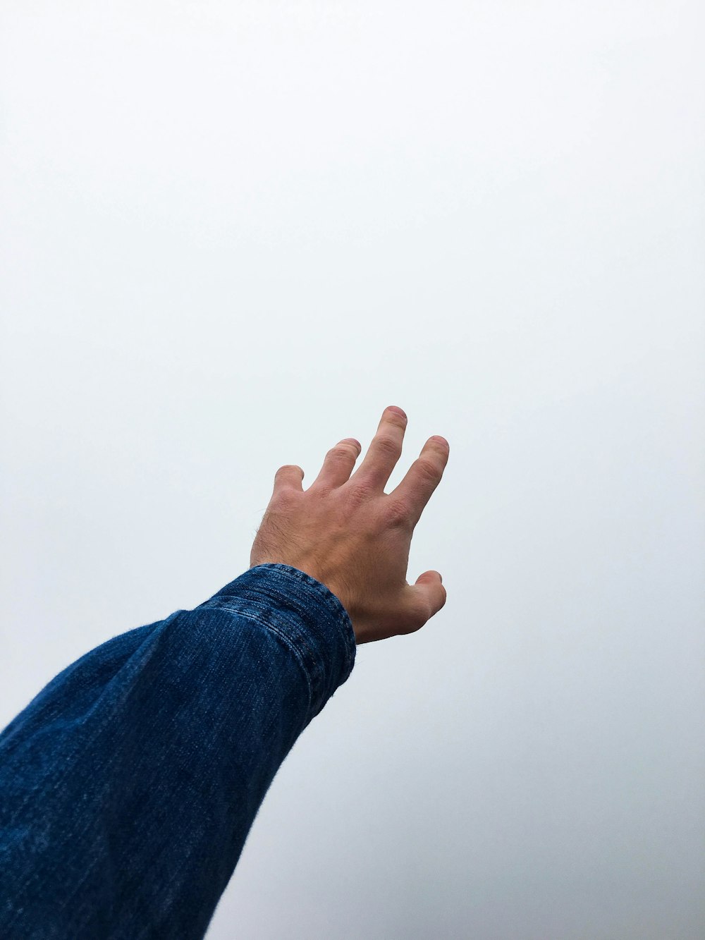 person wearing blue long-sleeved top