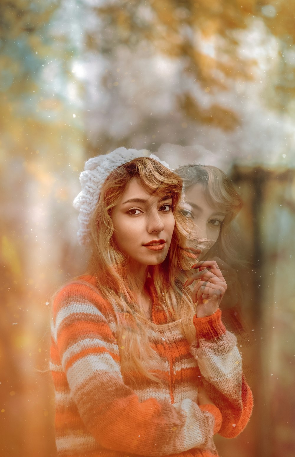 selective focus photography of woman wearing knit sweater