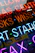 A vibrant display of neon signs in various colors including red, blue, yellow, and pink, reflecting on a glass surface with visible text that includes words related to wigs and station.