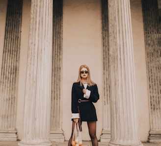 woman wearing black dress