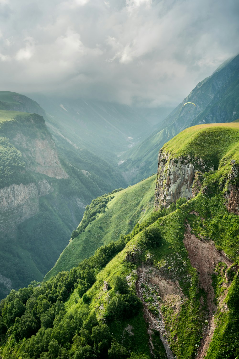 aerial photography of mountain ridge