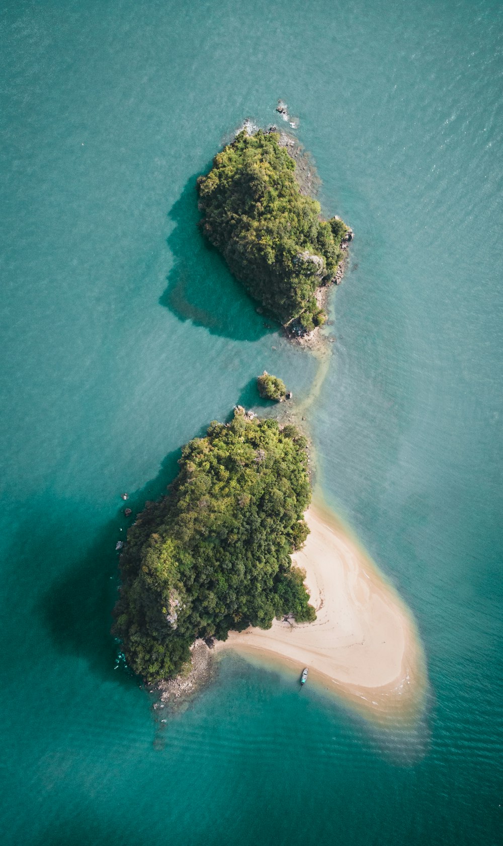 Photographie aérienne d’une île verte