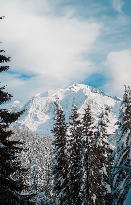 low-angle photography of mountain alps during daytime in Combloux France