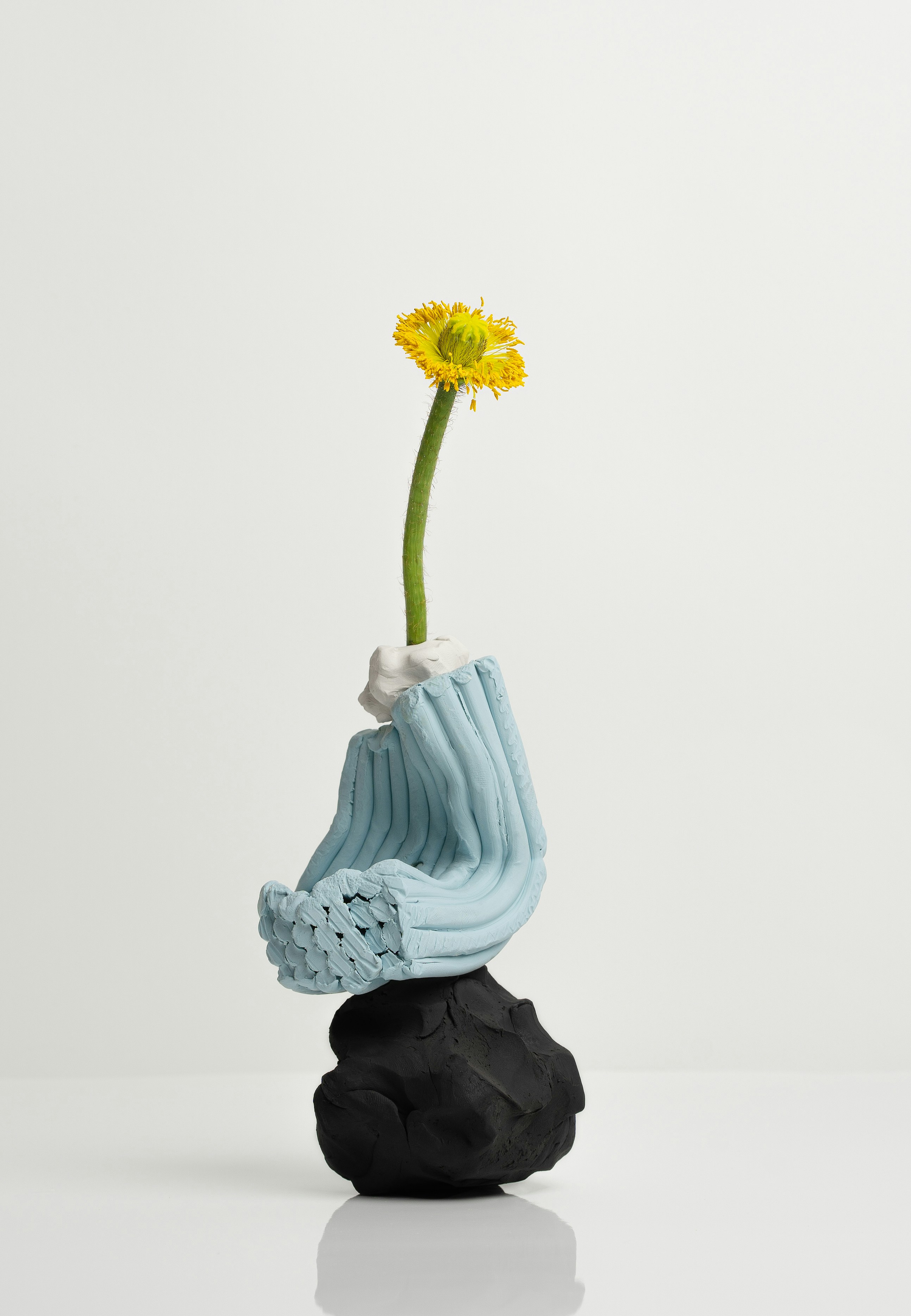 Minimalistische Fotografie einer gelbblättrigen Blume in einer Vase