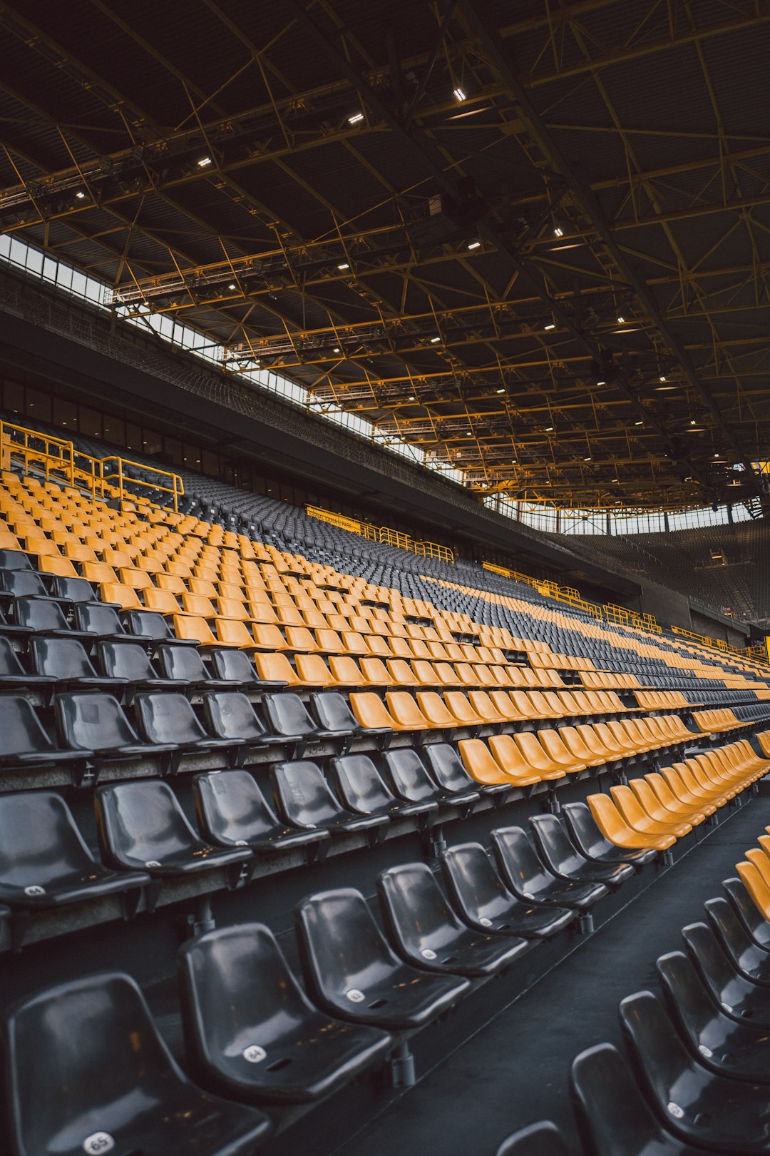 The empty Dortmund football stadium ahead of a home match of Borussia Dortmund / Signal Iduna Park / football / soccer