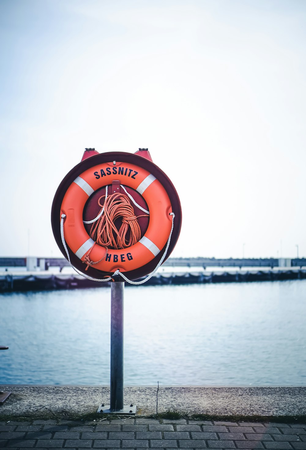 Sassnitz Hbeg signage on post at the pier