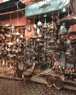 A vibrant market scene showcasing metal trading activities.