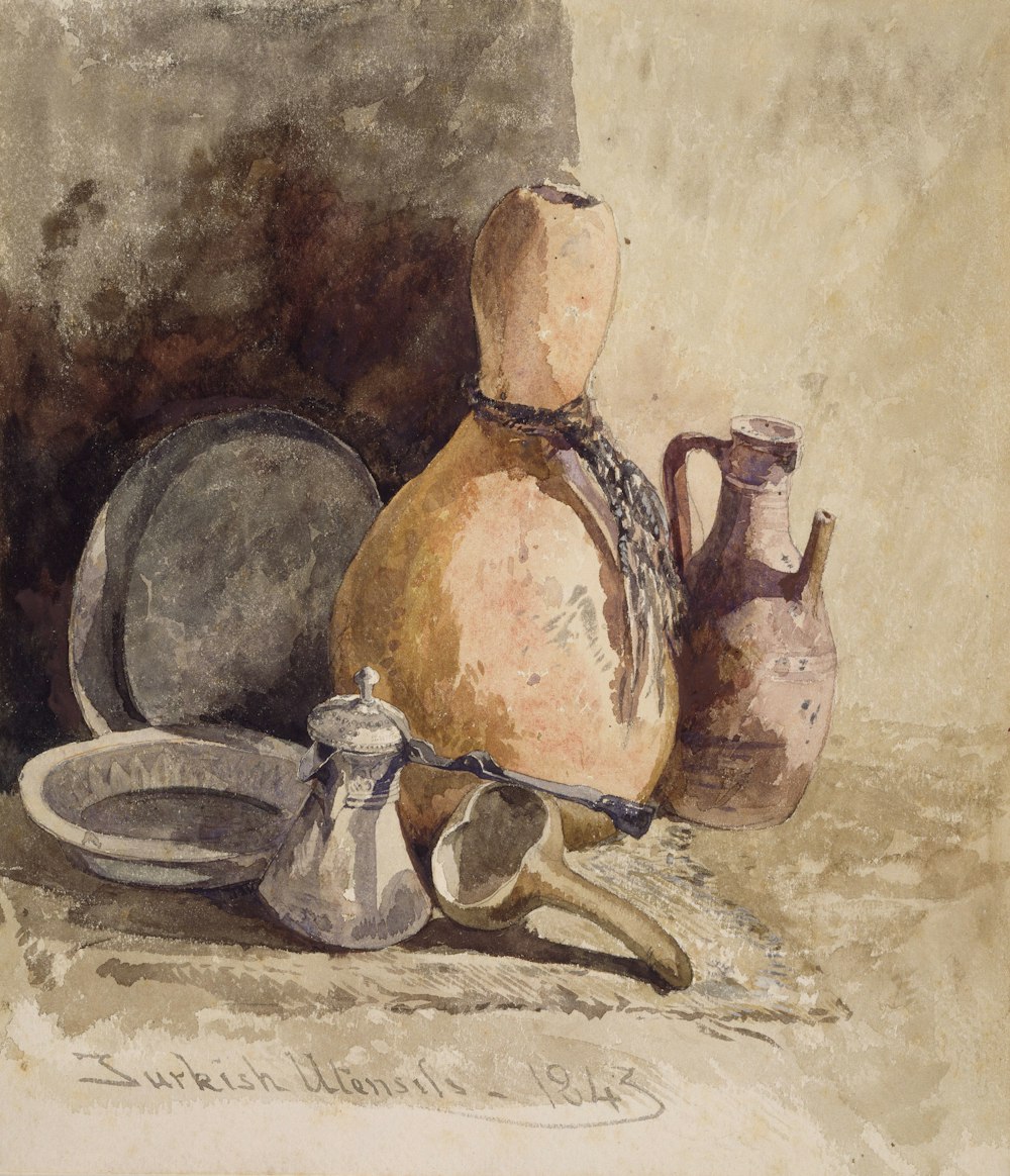 vases and plates painting