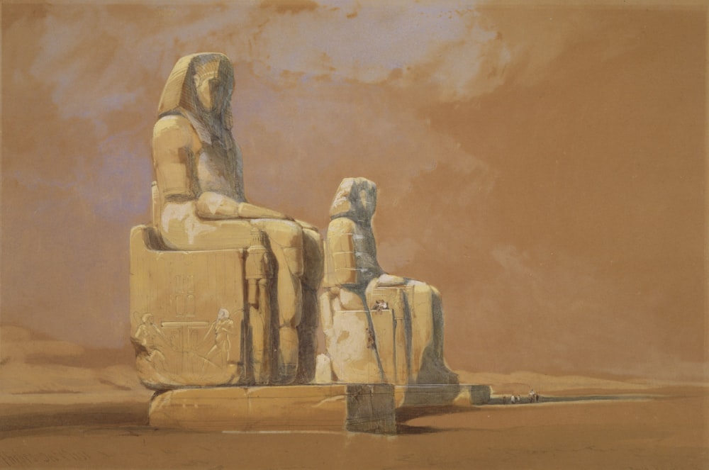 pharaohs sitting in chair painting