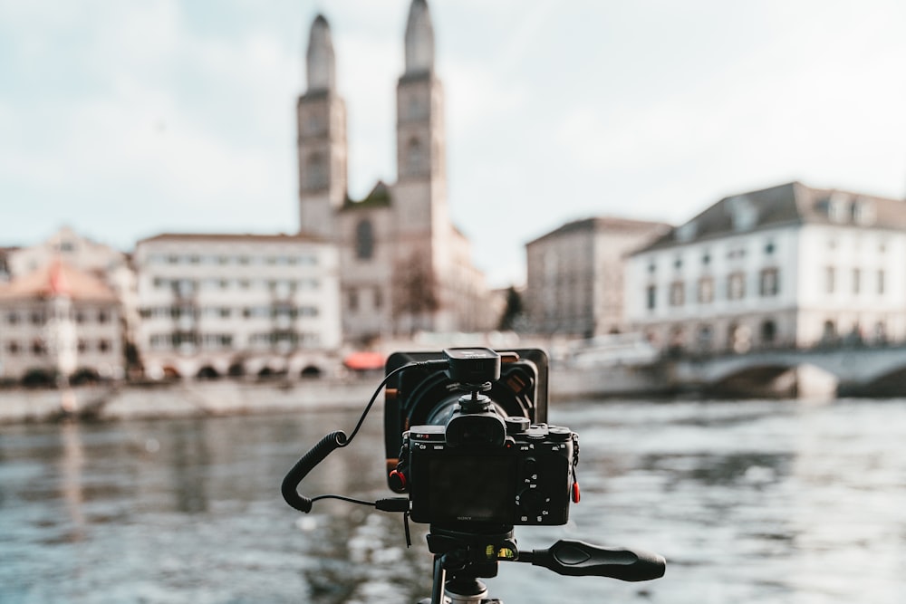 video camera on tripod