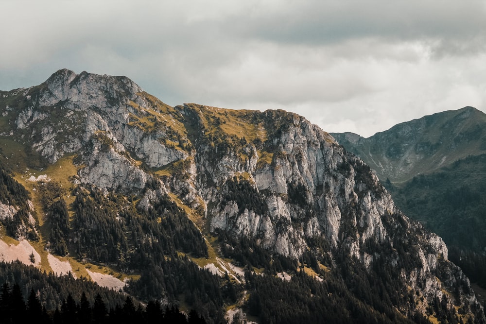 summit view of mountain under white and gray sky