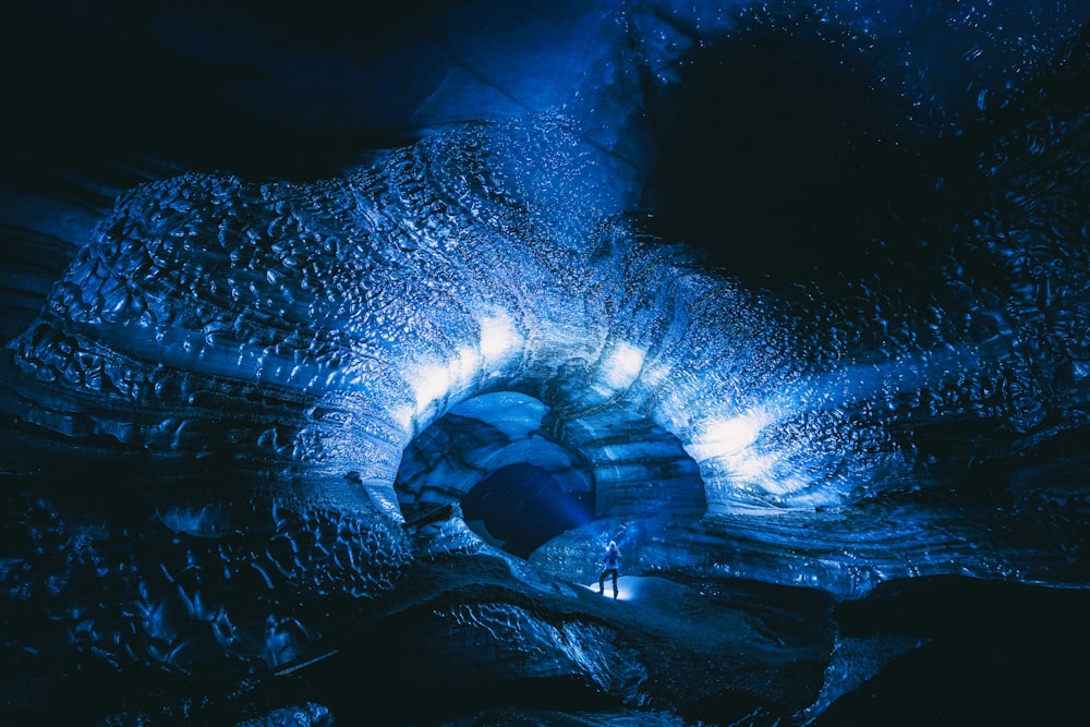 person inside cave