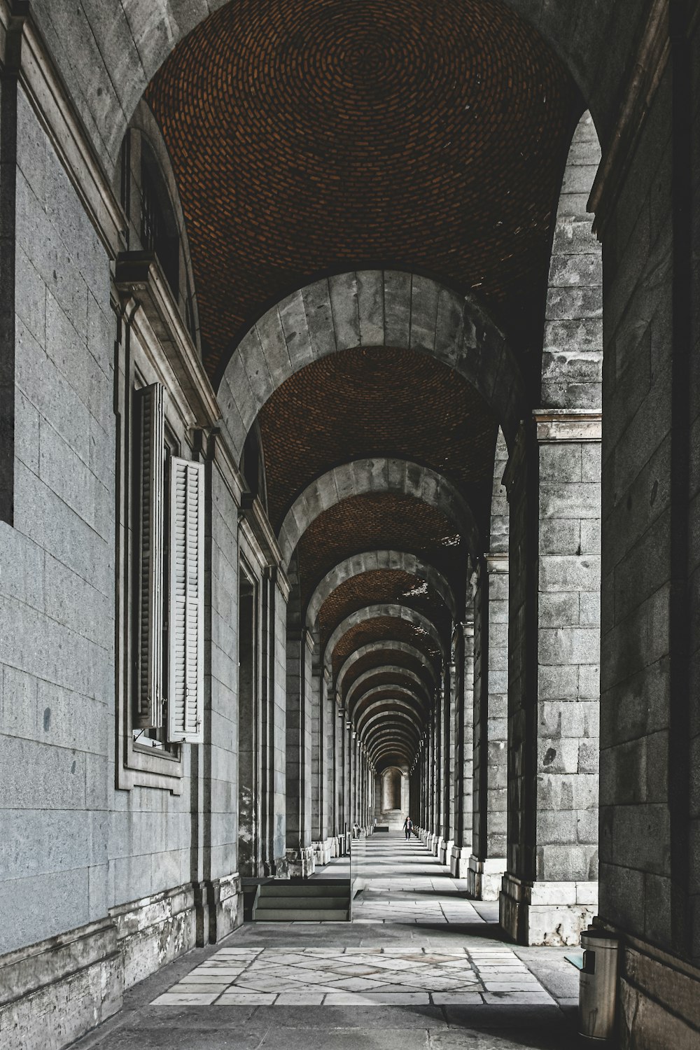 gray concrete hallway of a building